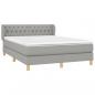 Preview: Boxspringbett mit Matratze Hellgrau 140x190 cm Stoff