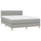 Preview: Boxspringbett mit Matratze & LED Hellgrau 140x200 cm Stoff