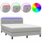 Preview: Boxspringbett mit Matratze & LED Hellgrau 140x190 cm Stoff