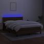 Preview: Boxspringbett mit Matratze & LED Dunkelbraun 140x200 cm Stoff