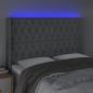 Preview: LED Kopfteil Hellgrau 147x16x118/128 cm Stoff