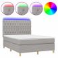 Preview: Boxspringbett mit Matratze & LED Hellgrau 140x190 cm Stoff