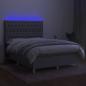 Preview: Boxspringbett mit Matratze & LED Hellgrau 140x190 cm Stoff