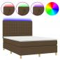 Preview: Boxspringbett mit Matratze & LED Dunkelbraun 140x190 cm Stoff