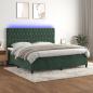 Preview: ARDEBO.de - Boxspringbett mit Matratze & LED Dunkelgrün 200x200 cm Samt