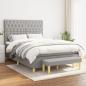 Preview: ARDEBO.de - Boxspringbett mit Matratze Hellgrau 140x200 cm Stoff