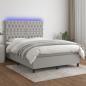 Preview: ARDEBO.de - Boxspringbett mit Matratze & LED Hellgrau 140x190 cm Stoff