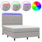 Preview: Boxspringbett mit Matratze & LED Hellgrau 140x190 cm Stoff