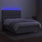 Preview: Boxspringbett mit Matratze & LED Hellgrau 140x190 cm Stoff