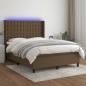 Preview: ARDEBO.de - Boxspringbett mit Matratze & LED Dunkelbraun 140x200 cm Stoff