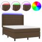 Preview: Boxspringbett mit Matratze & LED Dunkelbraun 140x200 cm Stoff