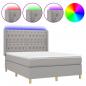 Preview: Boxspringbett mit Matratze & LED Hellgrau 140x190 cm Stoff