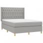 Preview: Boxspringbett mit Matratze & LED Hellgrau 140x190 cm Stoff