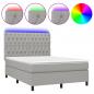 Preview: Boxspringbett mit Matratze & LED Hellgrau 140x200 cm Stoff