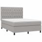 Preview: Boxspringbett mit Matratze & LED Hellgrau 140x200 cm Stoff