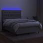 Preview: Boxspringbett mit Matratze & LED Hellgrau 140x200 cm Stoff