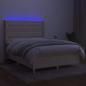 Preview: Boxspringbett mit Matratze & LED Creme 140x200 cm Stoff