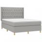 Preview: Boxspringbett mit Matratze & LED Hellgrau 140x200 cm Stoff