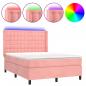 Preview: Boxspringbett mit Matratze & LED Rosa 140x190 cm Samt