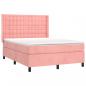 Preview: Boxspringbett mit Matratze & LED Rosa 140x190 cm Samt