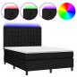 Preview: Boxspringbett mit Matratze & LED Schwarz 140x200 cm Stoff