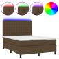 Preview: Boxspringbett mit Matratze & LED Dunkelbraun 140x200 cm Stoff