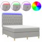 Preview: Boxspringbett mit Matratze & LED Hellgrau 140x200 cm Stoff