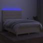 Preview: Boxspringbett mit Matratze & LED Creme 140x200 cm Stoff