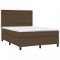 Preview: Boxspringbett mit Matratze & LED Dunkelbraun 140x190 cm Stoff