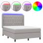 Preview: Boxspringbett mit Matratze & LED Hellgrau 140x190 cm Stoff