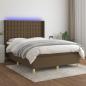 Preview: ARDEBO.de - Boxspringbett mit Matratze & LED Dunkelbraun 140x200 cm Stoff