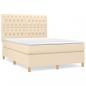 Preview: Boxspringbett mit Matratze Creme 140x200 cm Stoff