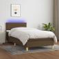 Preview: ARDEBO.de - Boxspringbett mit Matratze & LED Dunkelbraun 90x200 cm Stoff