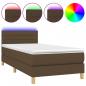 Preview: Boxspringbett mit Matratze & LED Dunkelbraun 90x200 cm Stoff