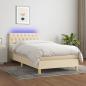 Preview: ARDEBO.de - Boxspringbett mit Matratze & LED Creme 90x200 cm Stoff 