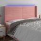 Preview: ARDEBO.de - LED Kopfteil Rosa 203x16x118/128 cm Samt