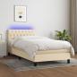 Preview: ARDEBO.de - Boxspringbett mit Matratze & LED Creme 90x200 cm Stoff