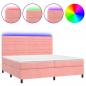 Preview: Boxspringbett mit Matratze & LED Rosa 200x200 cm Samt