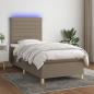 Preview: ARDEBO.de - Boxspringbett mit Matratze & LED Taupe 100x200 cm Stoff