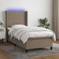 Preview: ARDEBO.de - Boxspringbett mit Matratze & LED Taupe 100x200 cm Stoff