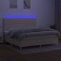 Preview: Boxspringbett mit Matratze & LED Creme 200x200 cm Stoff