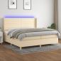 Preview: ARDEBO.de - Boxspringbett mit Matratze & LED Creme 200x200 cm Stoff