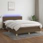 Preview: ARDEBO.de - Boxspringbett mit Matratze & LED Dunkelbraun 140x200 cm Stoff