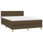 Preview: Boxspringbett mit Matratze & LED Dunkelbraun 140x190 cm Stoff