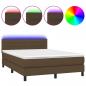 Preview: Boxspringbett mit Matratze & LED Dunkelbraun 140x200 cm Stoff