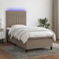 Preview: ARDEBO.de - Boxspringbett mit Matratze & LED Taupe 100x200 cm Stoff