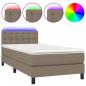 Preview: Boxspringbett mit Matratze & LED Taupe 100x200 cm Stoff