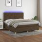 Preview: ARDEBO.de - Boxspringbett mit Matratze & LED Dunkelbraun 180x200 cm Stoff