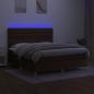 Preview: Boxspringbett mit Matratze & LED Dunkelbraun 180x200 cm Stoff