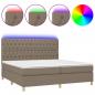 Preview: Boxspringbett mit Matratze & LED Taupe 200x200 cm Stoff